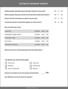 Keynote speaker evaluation form