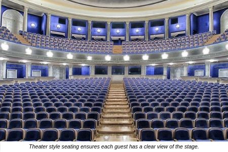 Theater style seating for a keynote speaker presentation